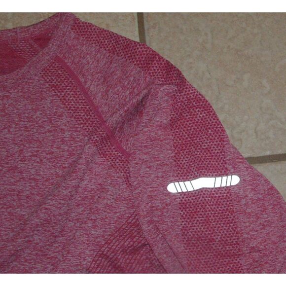 BCG Reddish Pink Space Dye Sz Large Athletic Stretchy Reflective Thumbhole Shirt - Picture 3 of 4